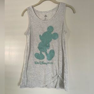 NWOT 💙✨WDW Park Women’s Size S Disney Mickey Mouse Teal Glitter Tank Top